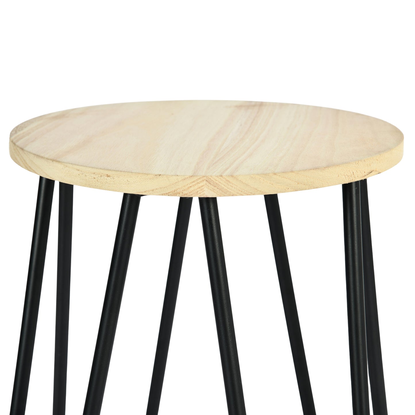 Modern Bar Stool, Solid Wood Seat, Metal Legs - ESSIA TAB 2PCS