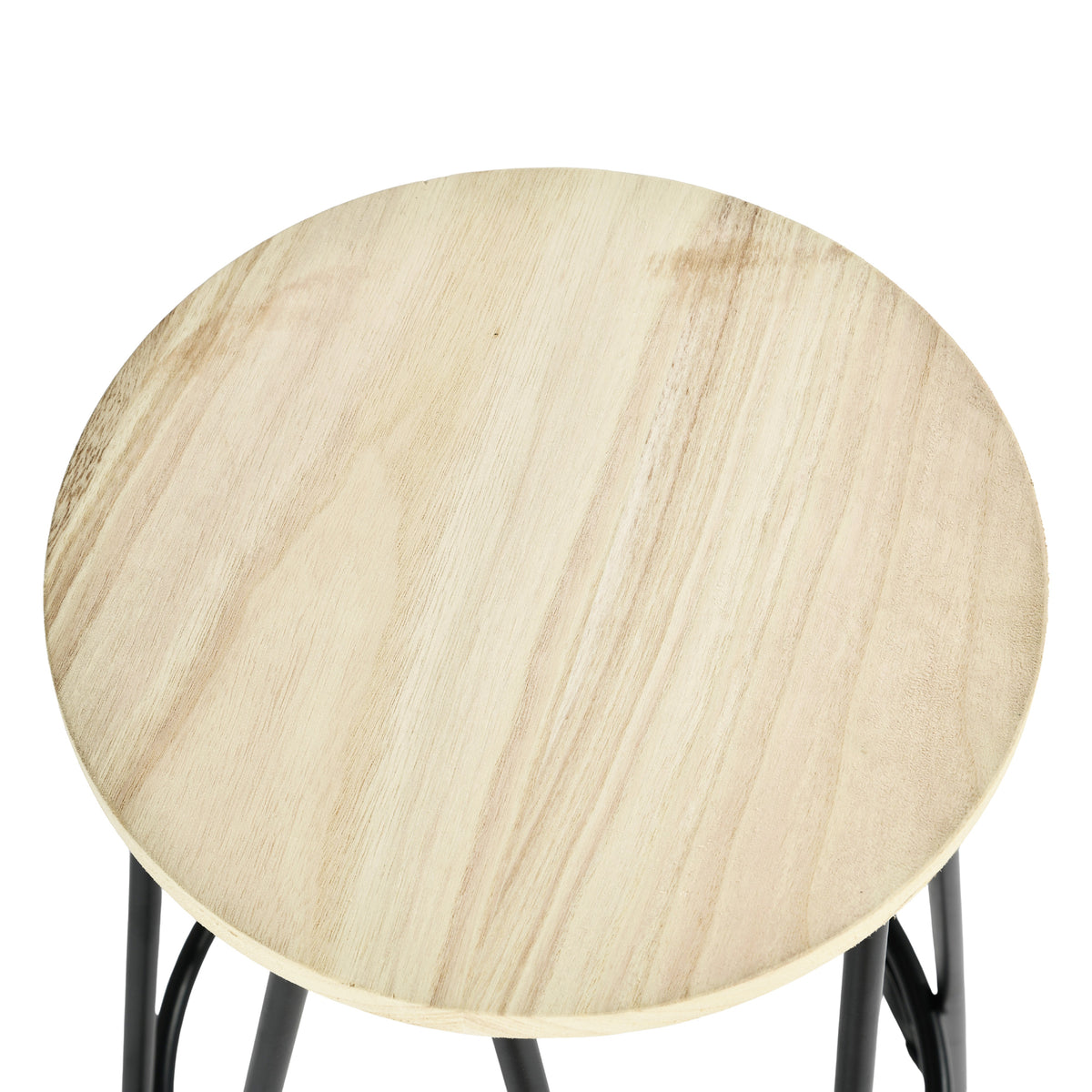 Modern Bar Stool, Solid Wood Seat, Metal Legs - ESSIA TAB 2PCS