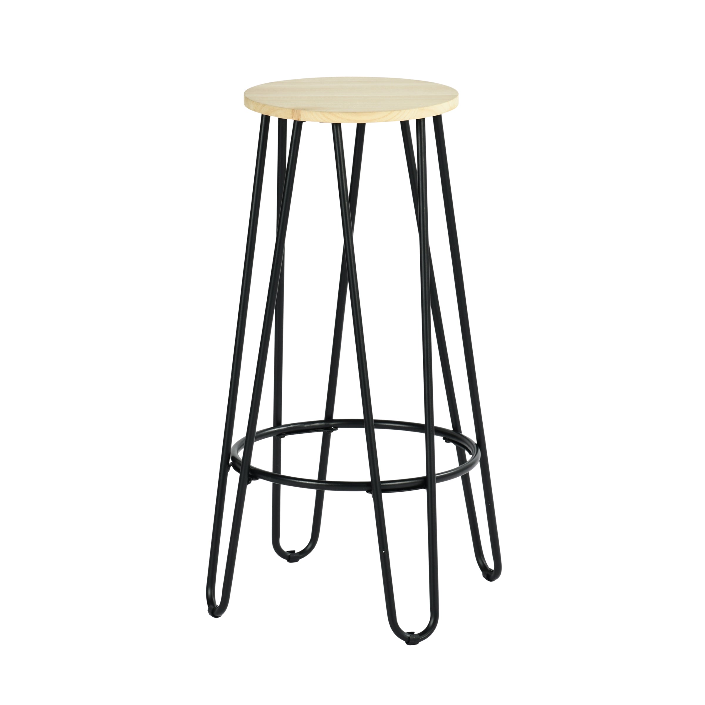 Modern Industrial Bar Stool, Solid Wood & Metal - ESSIA TAB 74 MNA 2PCS