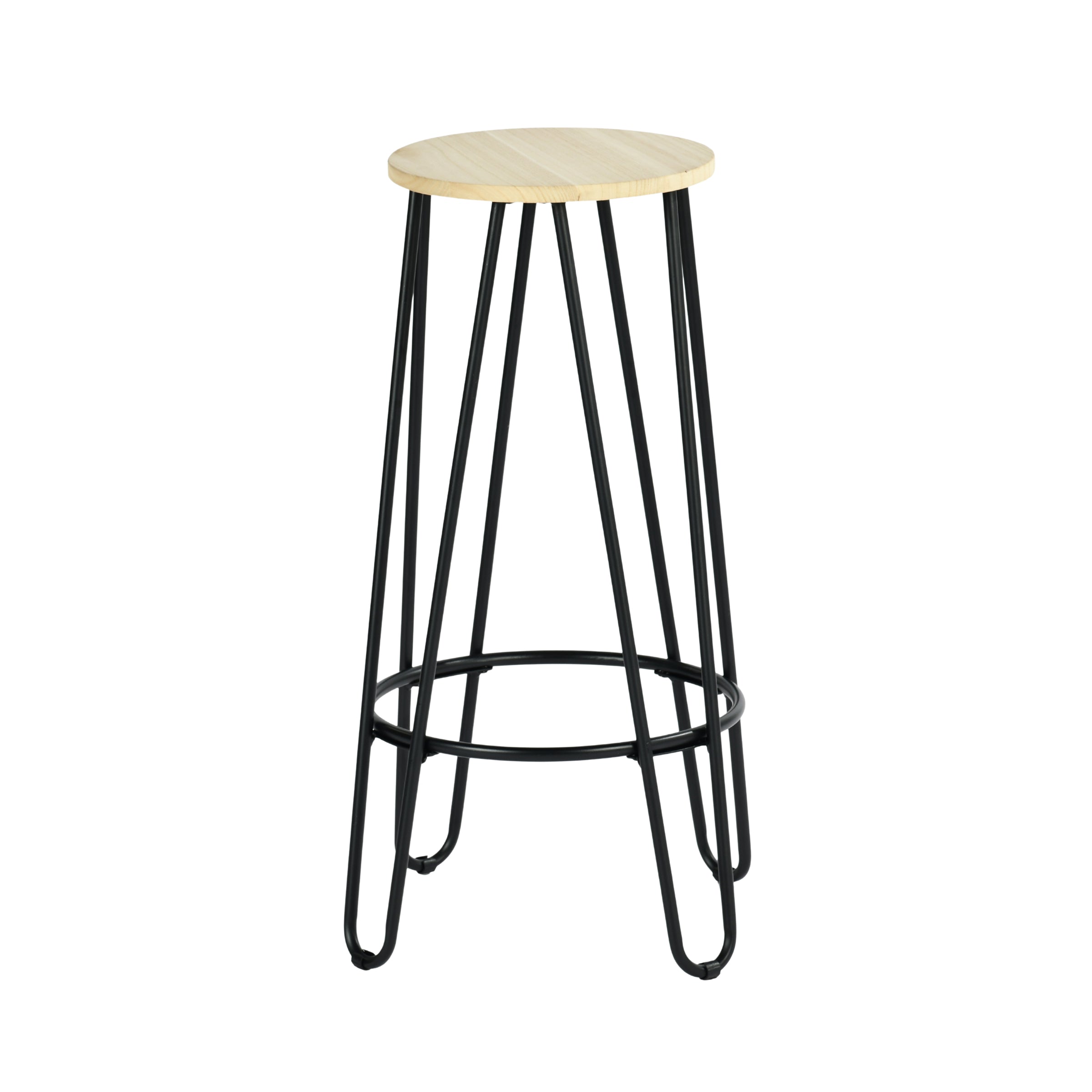 Modern Industrial Bar Stool, Solid Wood & Metal - ESSIA TAB 74 MNA 2PCS
