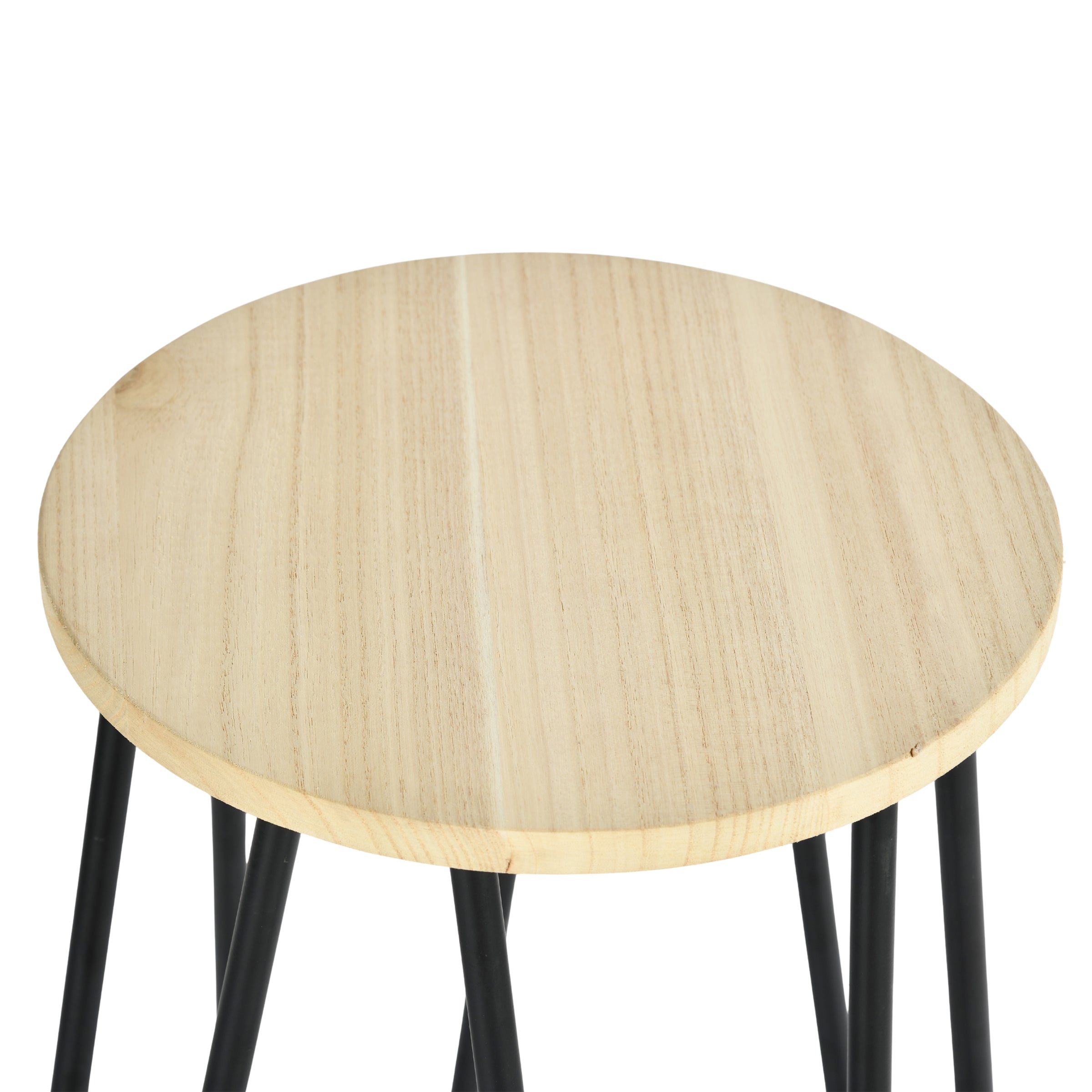 Modern Black Metal Bar Stool, Solid Wood Seat – ESSIA TAB 74 MNA