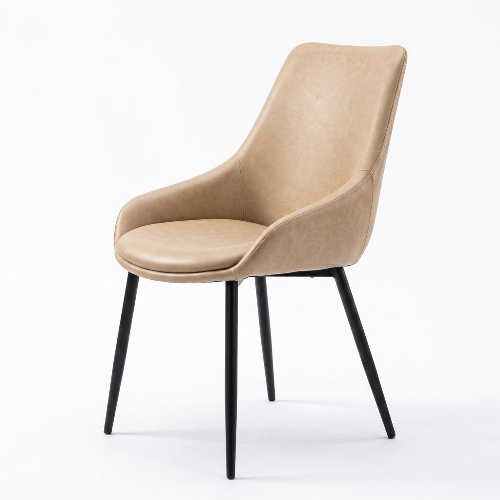 Modern Dining Chair, Leather Upholstery - ETTA MINK