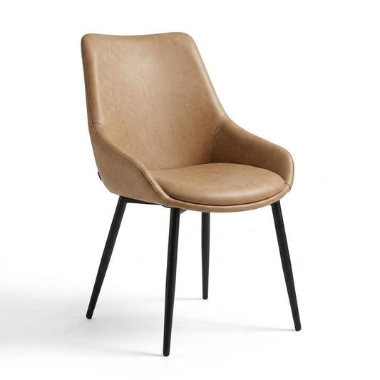 Modern Dining Chair, Leather Upholstery - ETTA MINK