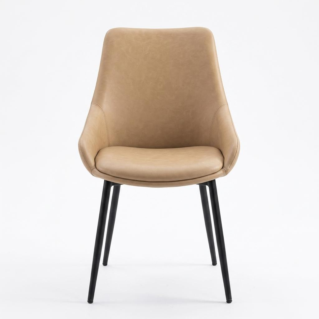 Modern Dining Chair, Leather Upholstery - ETTA MINK