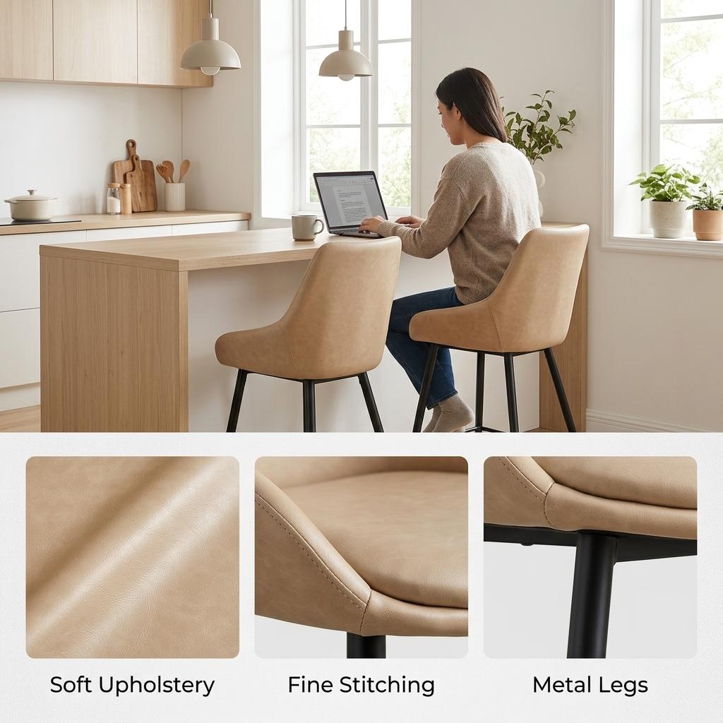 Modern Dining Chair, Leather Upholstery - ETTA MINK