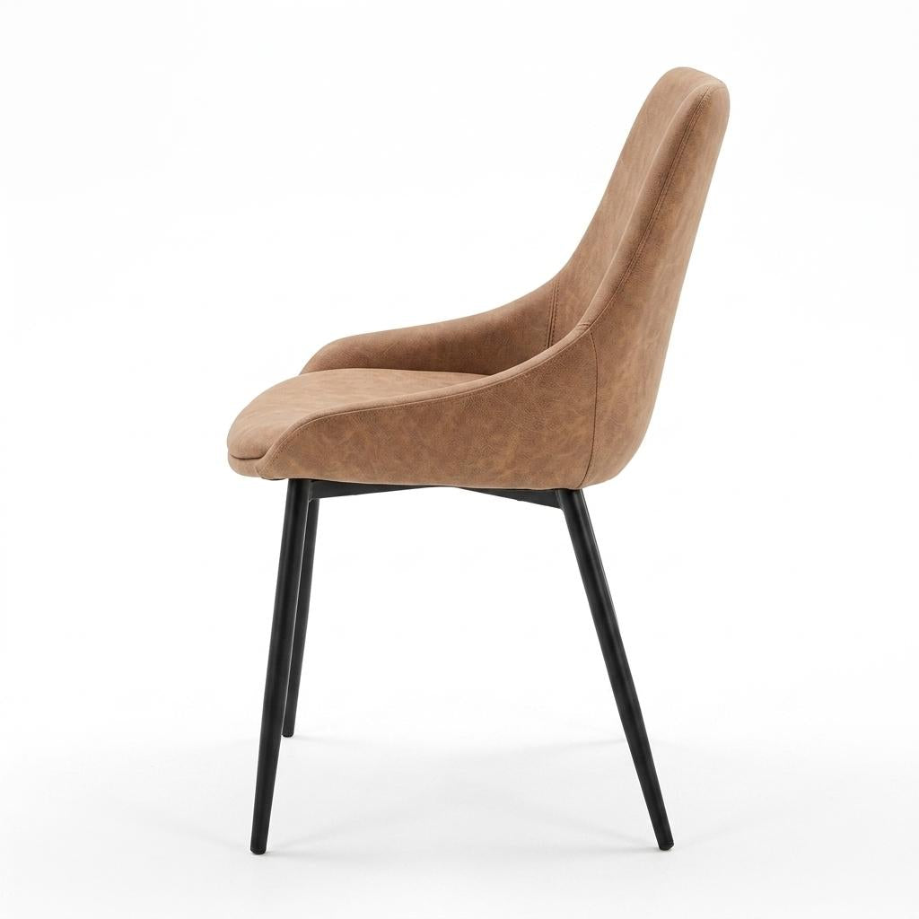 Modern Brown PU Dining Chair - EVE BROWN