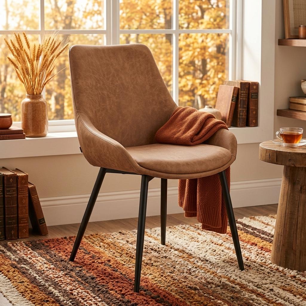 Modern Brown PU Dining Chair - EVE BROWN
