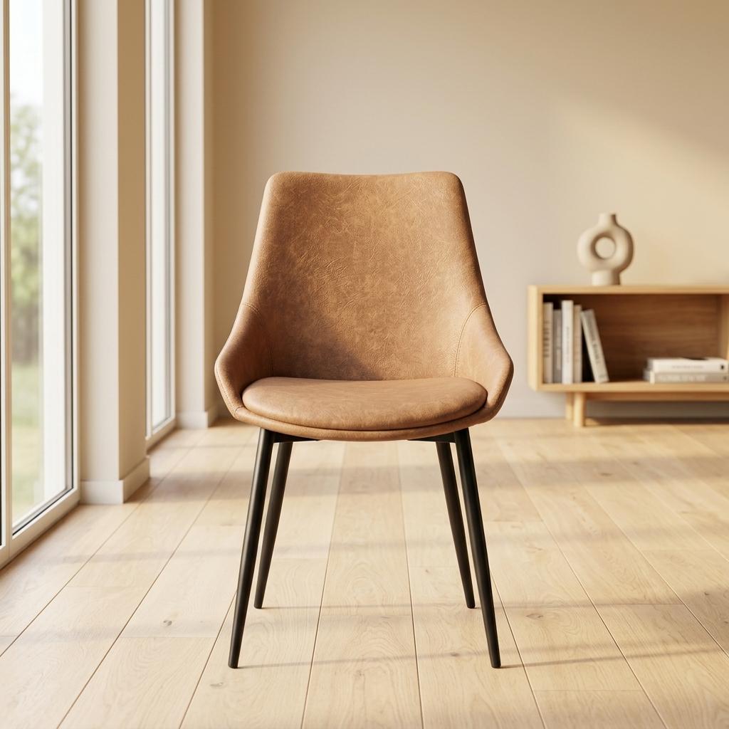 Modern Brown PU Dining Chair - EVE BROWN
