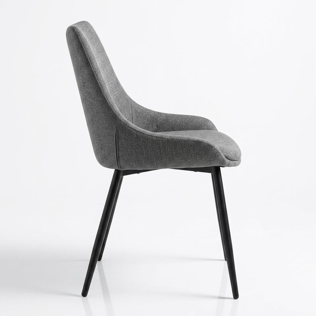 Modern Charcoal Grey Fabric Dining Chair - EVE CHARCOAL