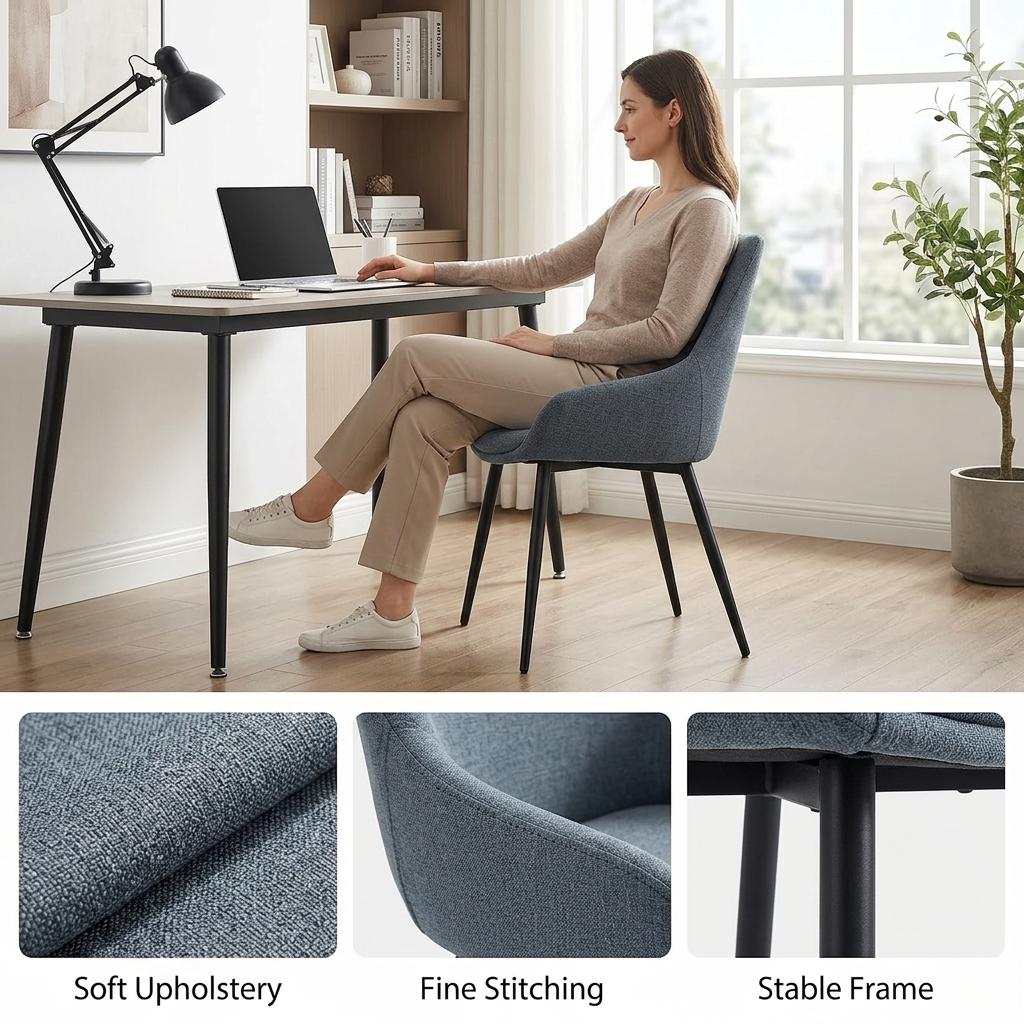 Modern Charcoal Grey Fabric Dining Chair - EVE CHARCOAL