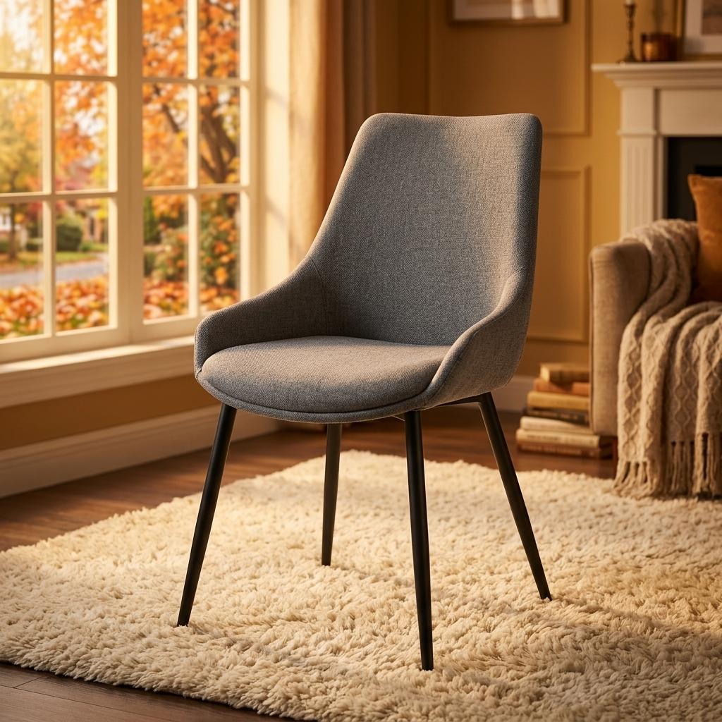 Modern Charcoal Grey Fabric Dining Chair - EVE CHARCOAL
