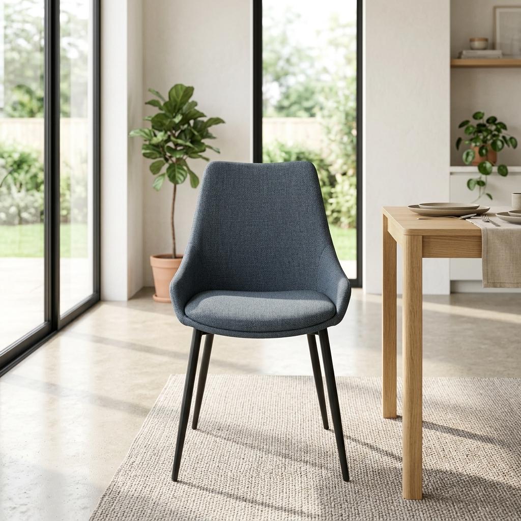 Modern Charcoal Grey Fabric Dining Chair - EVE CHARCOAL