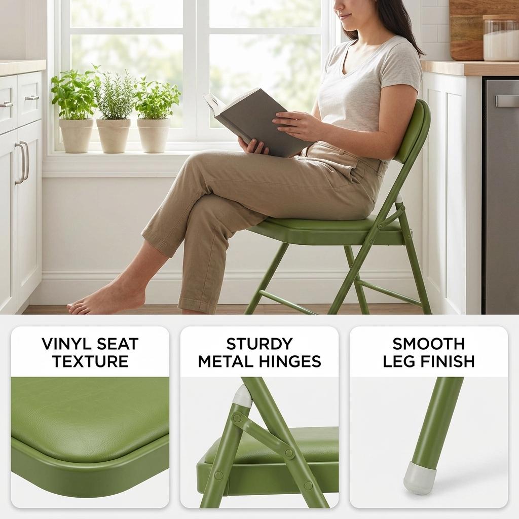 Modern Turquoise Folding Chair Set – FAIR PVC GREENERY 6 PCS