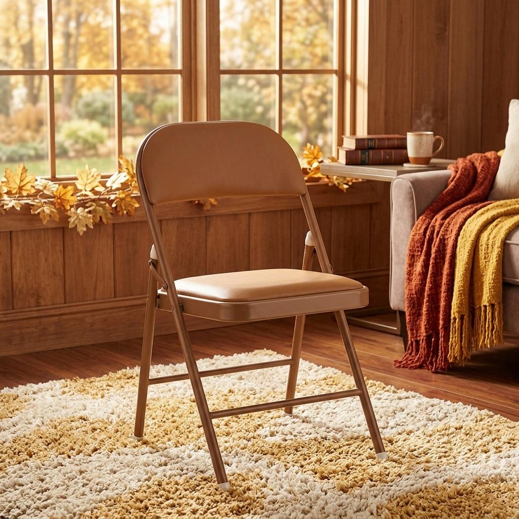 Modern Folding Steel Chair, PVC Upholstery - FAIR PVC TAFFY 6 PCS