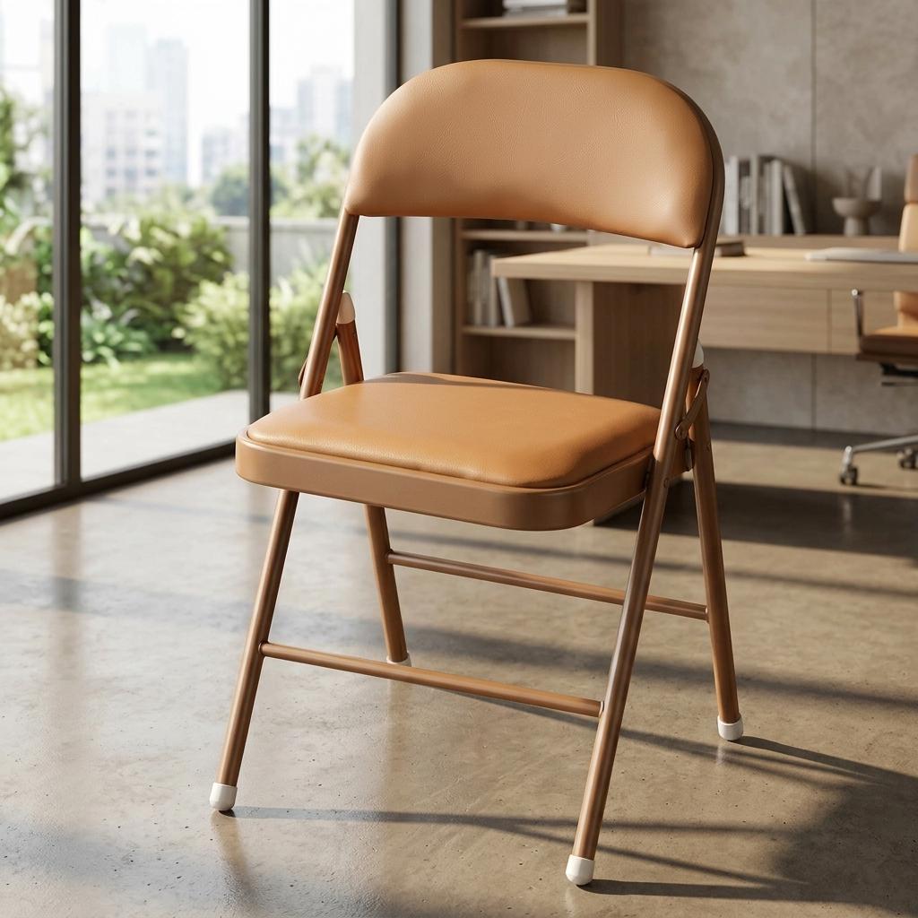 Modern Folding Steel Chair, PVC Upholstery - FAIR PVC TAFFY 6 PCS