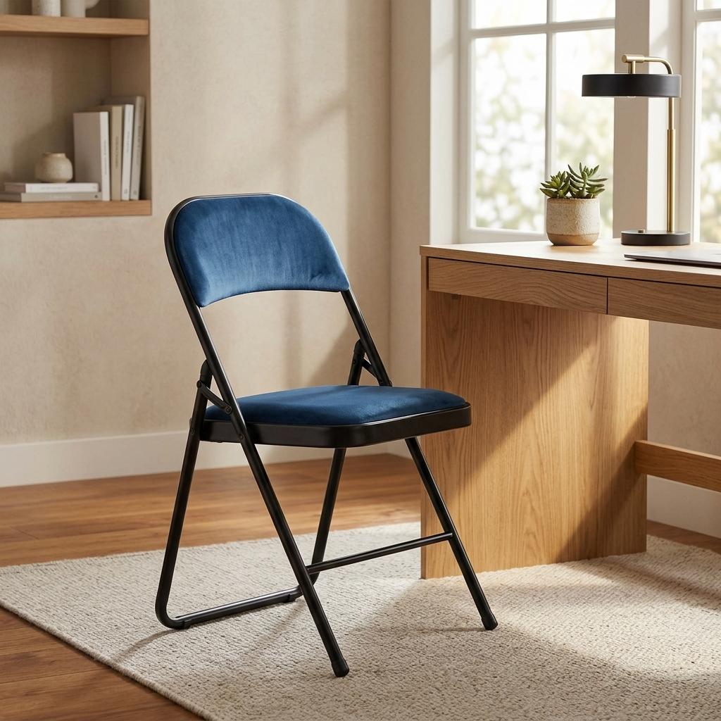 Modern Velvet Folding, Metal Tube Comfort - FAIR VELVET DARK BLUE A