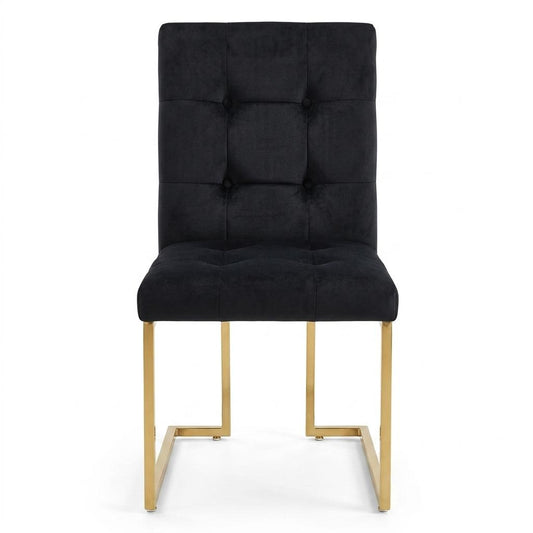 Modern Velvet Dining Chair, Gold Chrome Legs - FALLON BLACK