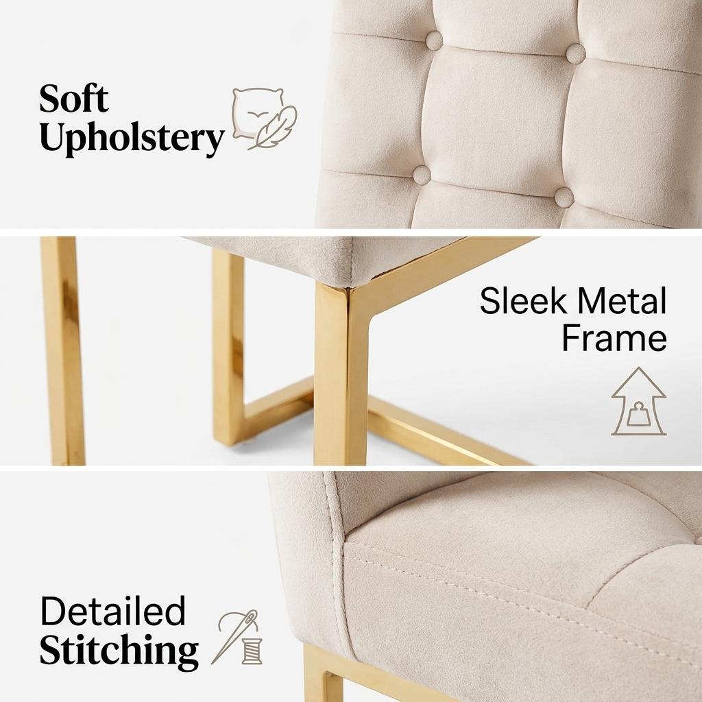 Modern Velvet Dining Chair, Gold Chrome Legs – FALLON CHAMPAGNE