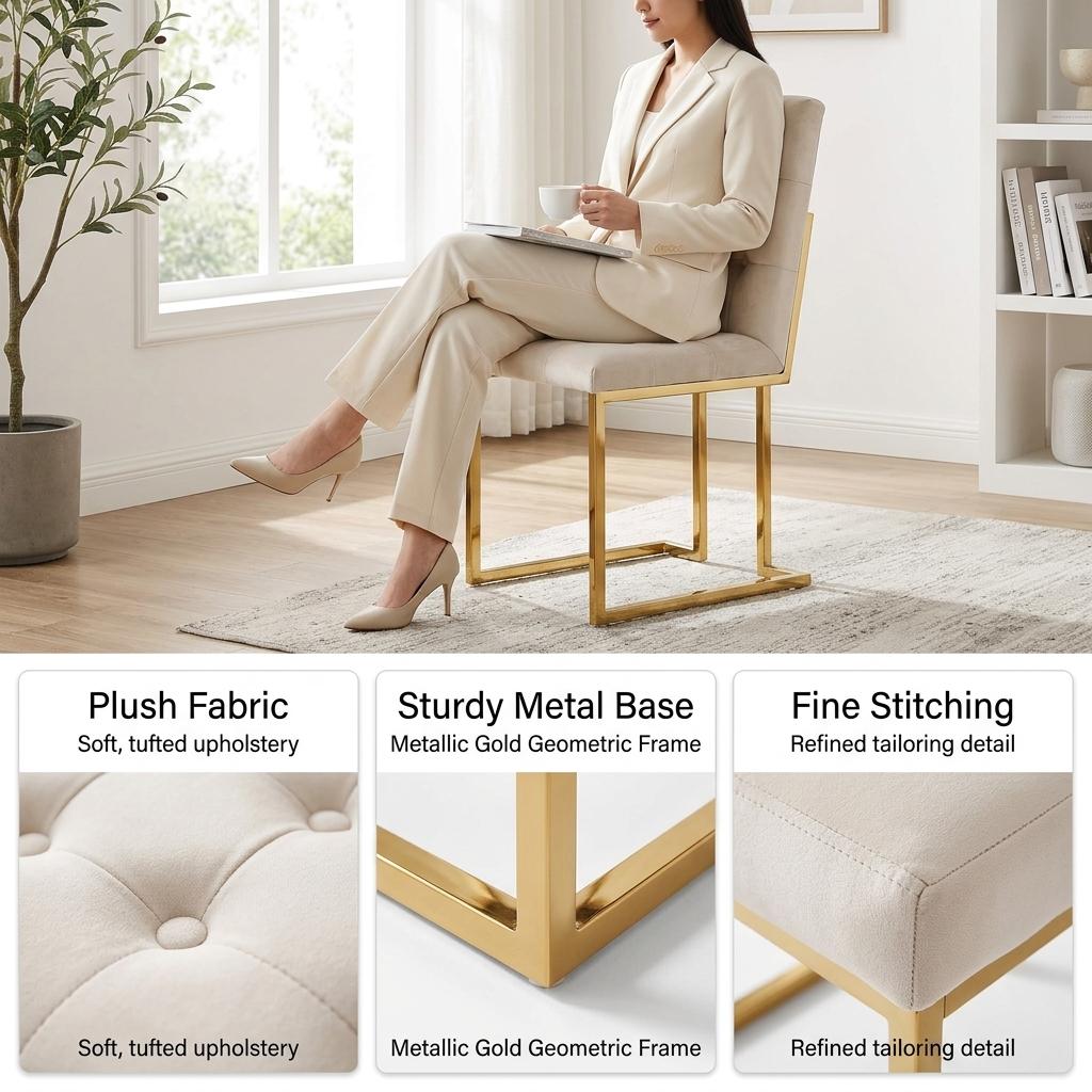 Modern Velvet Dining Chair, Gold Chrome Legs – FALLON CHAMPAGNE