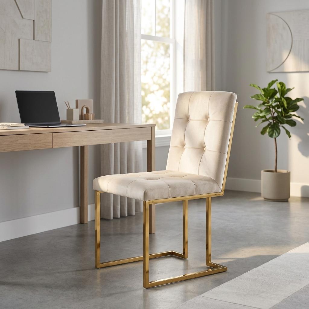 Modern Velvet Dining Chair, Gold Chrome Legs – FALLON CHAMPAGNE