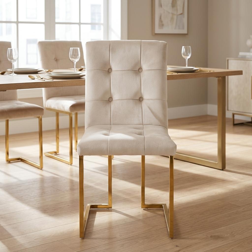 Modern Velvet Dining Chair, Gold Chrome Legs – FALLON CHAMPAGNE