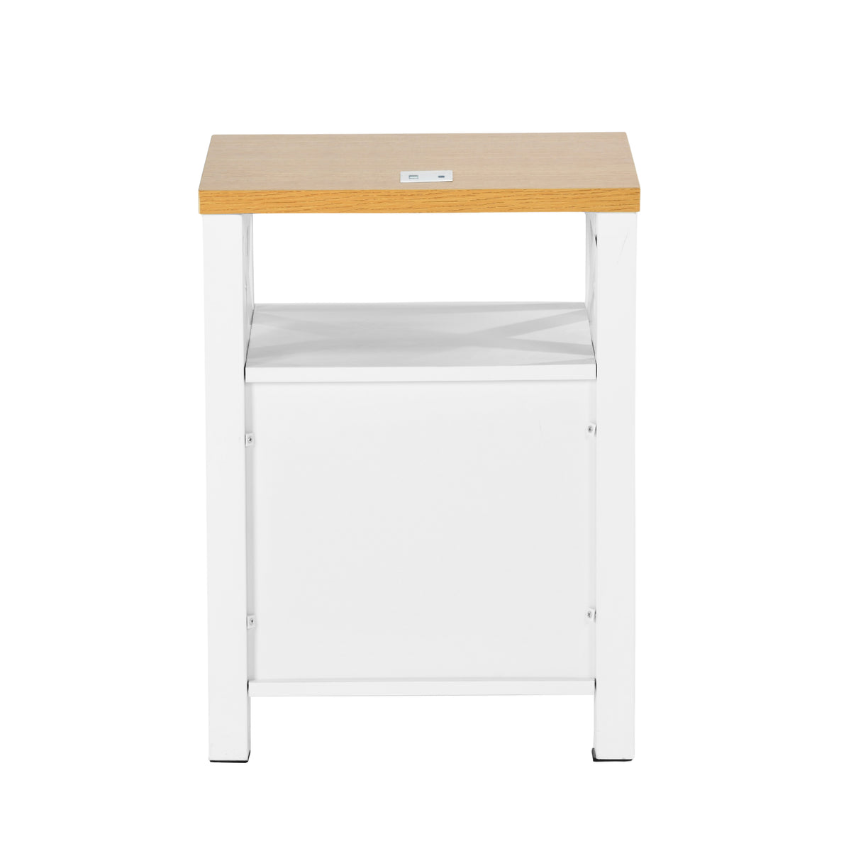 Modern White MDF Nightstand, USB Charging - FARM NIGHT STAND A