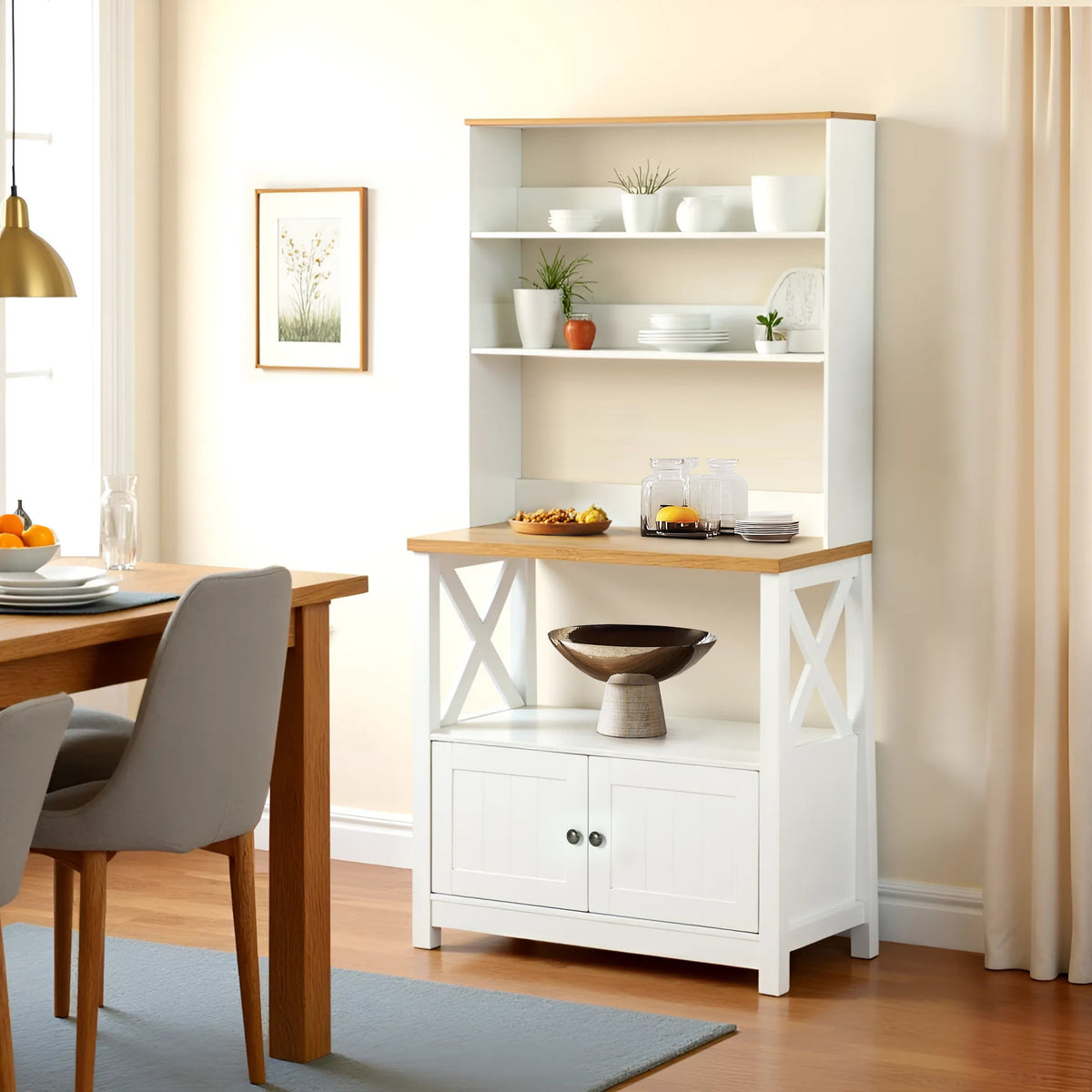 Modern Beech-White MDF Side Cabinet - FARM SIDE CABINET