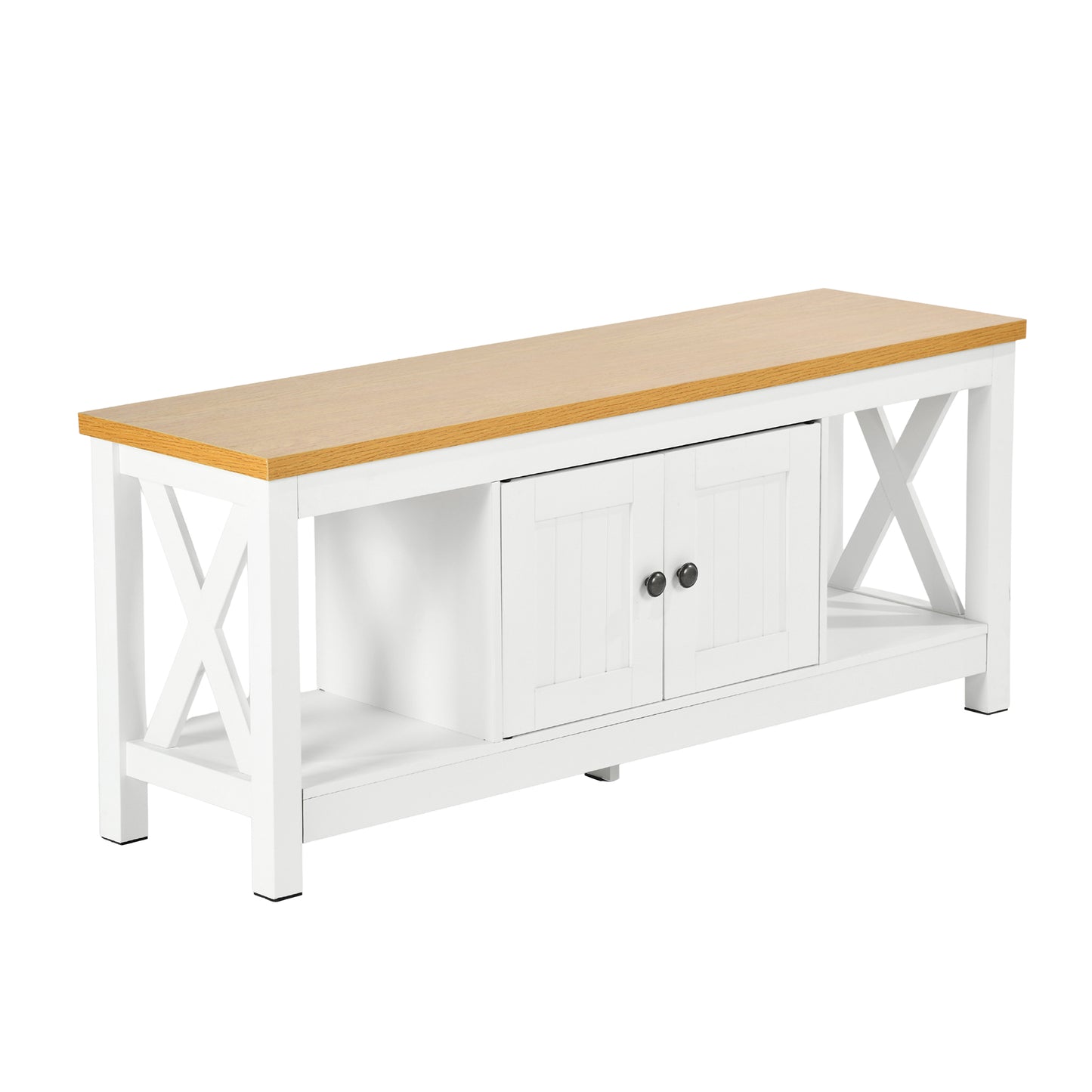 Modern White MDF TV Stand, Thickened Frame - FARM TV STAND A
