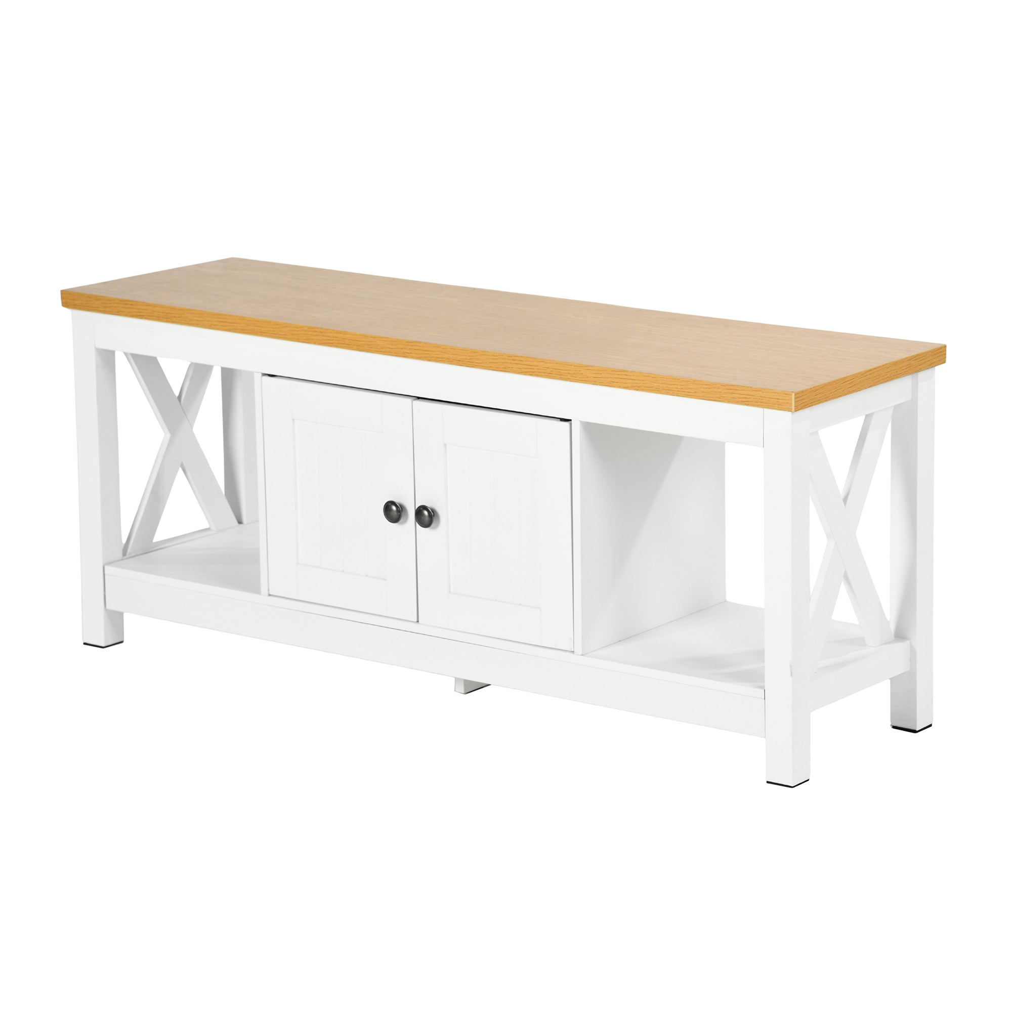 Modern White MDF TV Stand, Thickened Frame - FARM TV STAND A