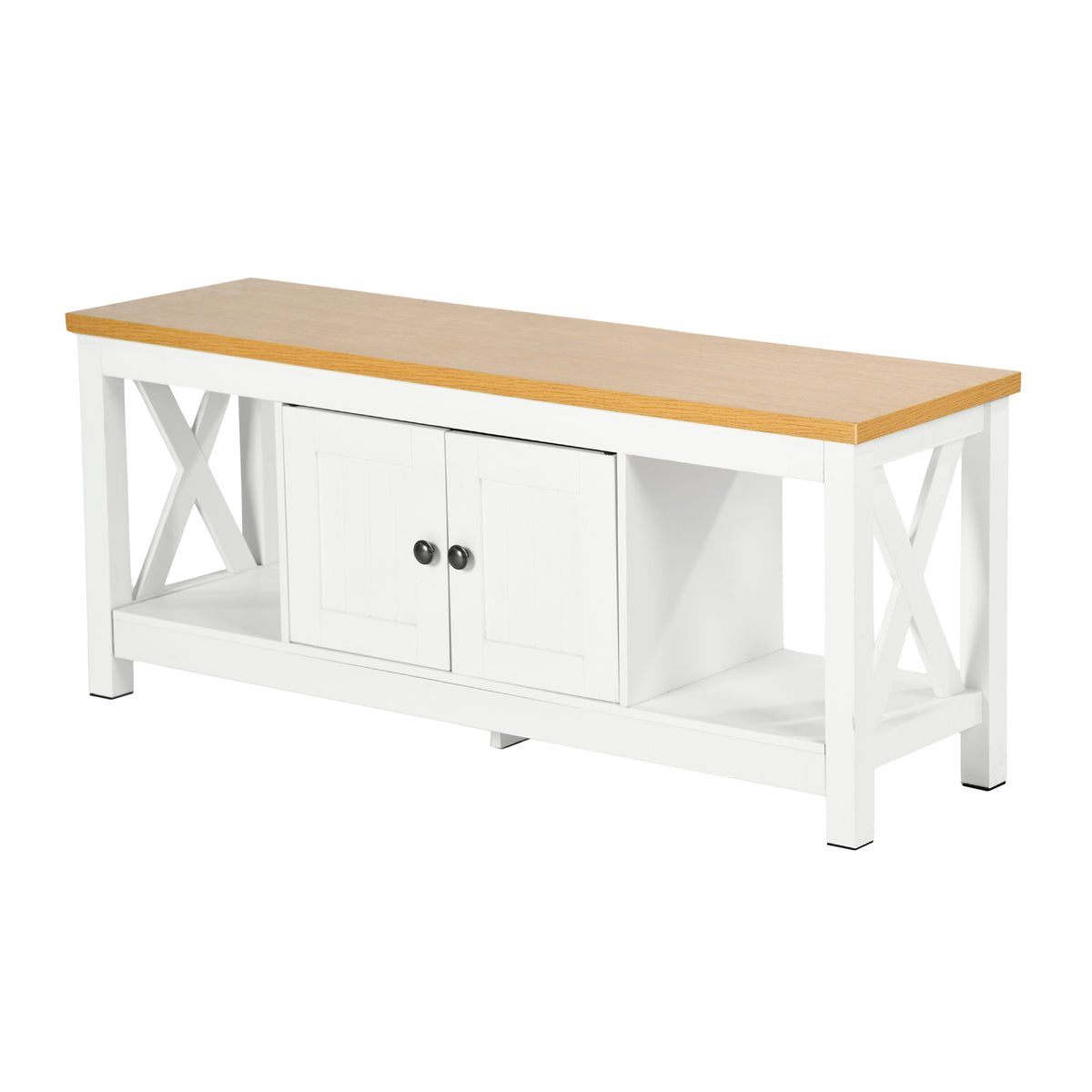 Modern White MDF TV Stand, Thickened Frame - FARM TV STAND A