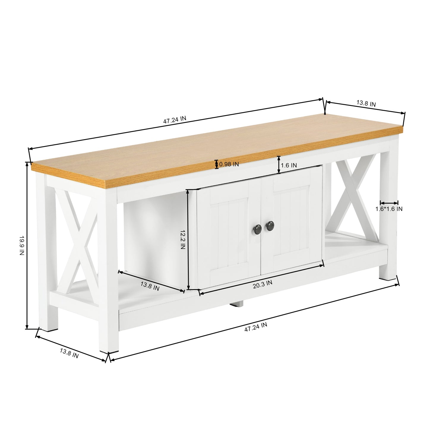 Modern White MDF TV Stand, Thickened Frame - FARM TV STAND A