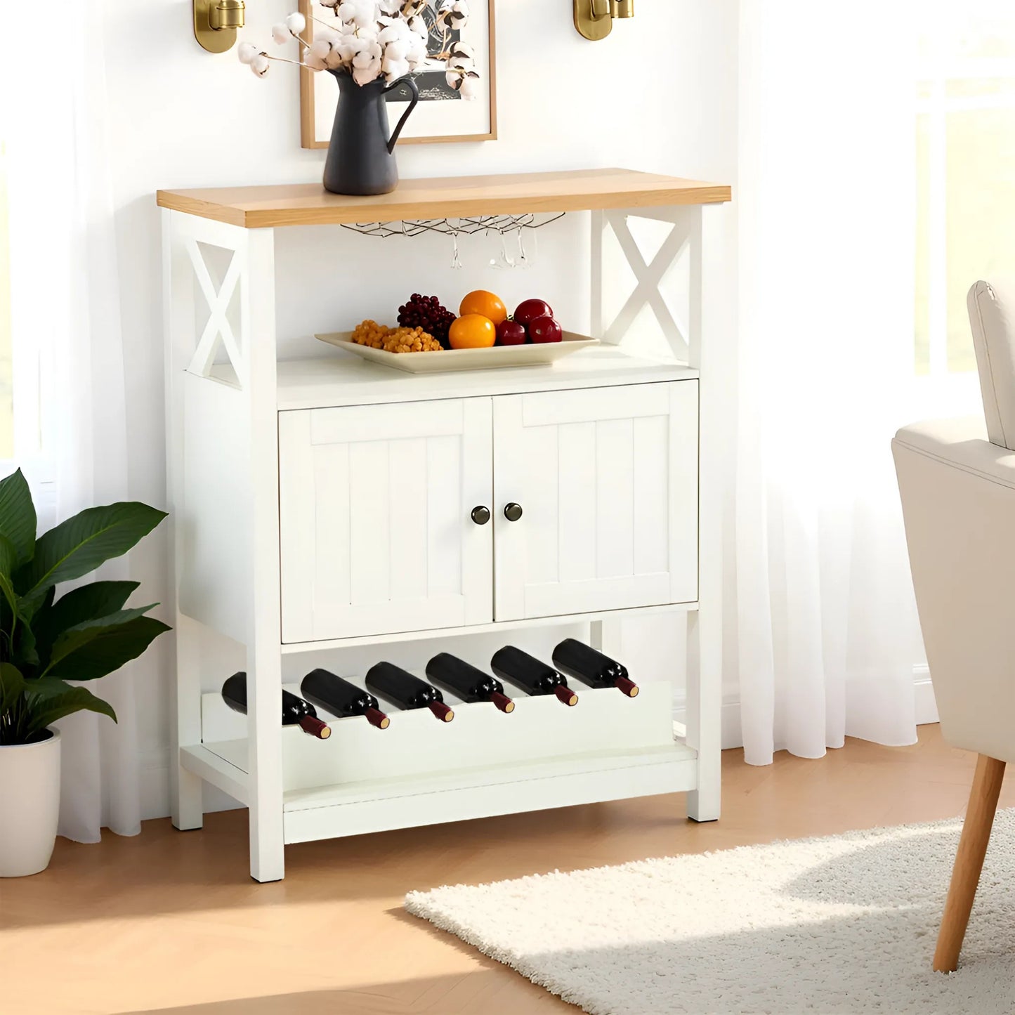Modern White MDF Wine Storage – FARM WINE CABINET A