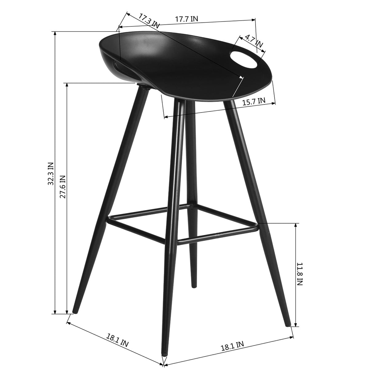Fiyan Pp Seat Bar Stool