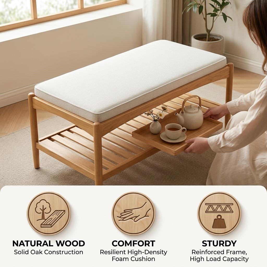 Modern Minimalist Solid Wood, Soft Cushion – FLETCHER COFFEE TABLE