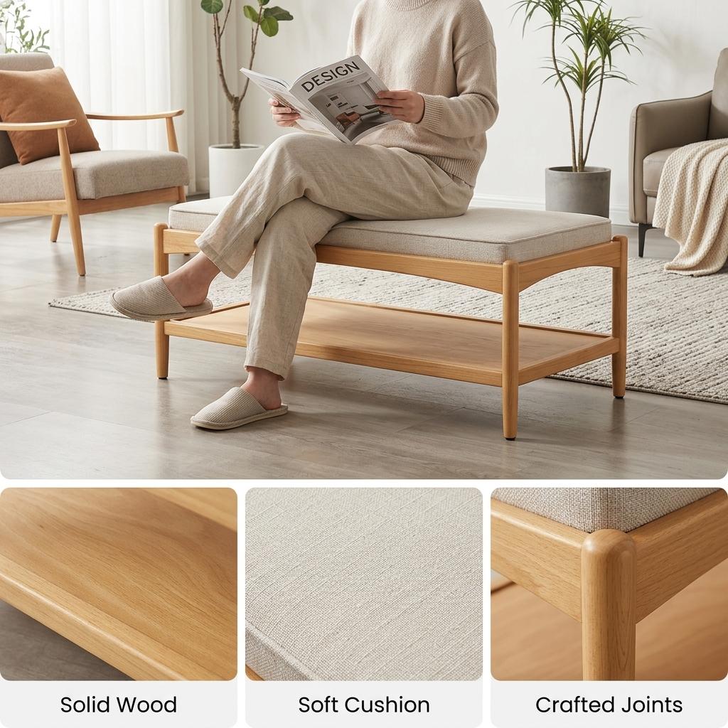 Modern Minimalist Solid Wood, Soft Cushion – FLETCHER COFFEE TABLE