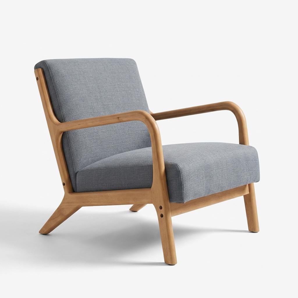 Modern Blue Upholstered, Wooden Frame Accent - FLETCHER WOOD BLUE