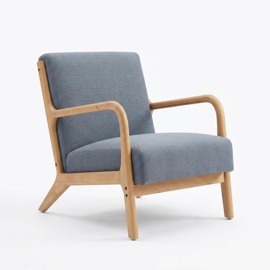 Modern Blue Upholstered, Wooden Frame Accent - FLETCHER WOOD BLUE