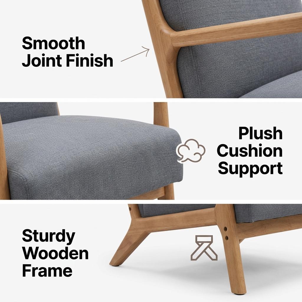 Modern Blue Upholstered, Wooden Frame Accent - FLETCHER WOOD BLUE
