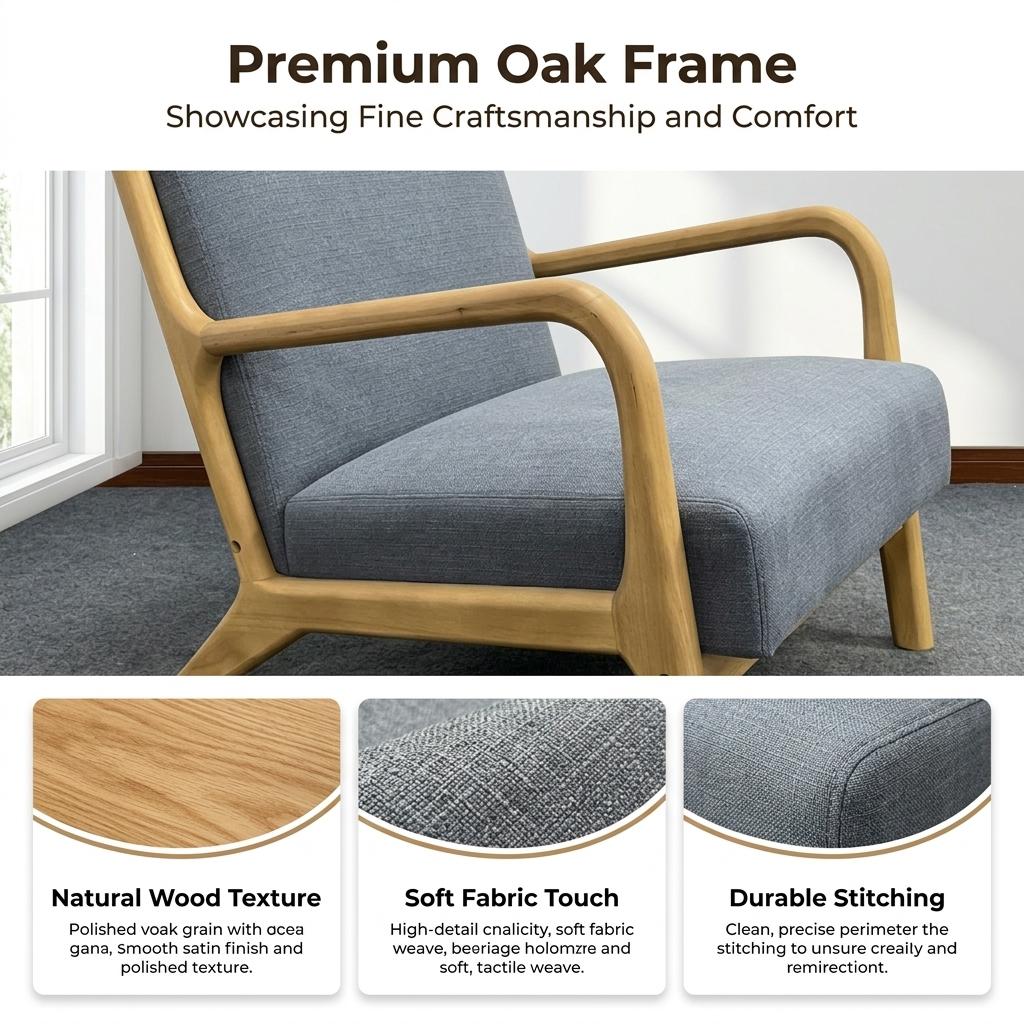 Modern Blue Upholstered, Wooden Frame Accent - FLETCHER WOOD BLUE