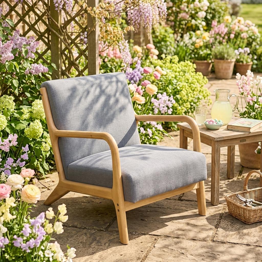 Modern Blue Upholstered, Wooden Frame Accent - FLETCHER WOOD BLUE