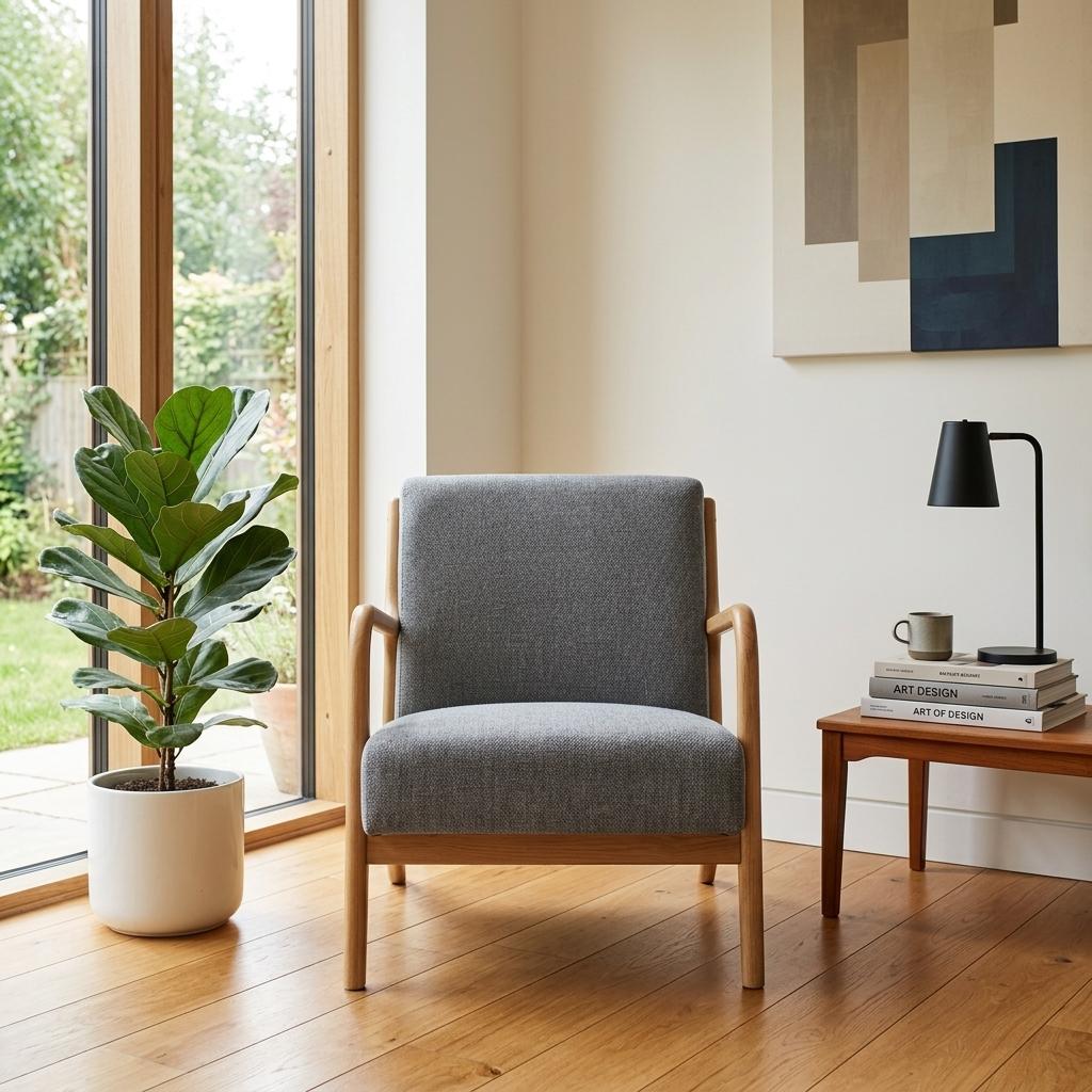 Modern Blue Upholstered, Wooden Frame Accent - FLETCHER WOOD BLUE