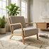 Modern Natural Fabric Accent, Wooden Frame - FLETCHER WOOD CHAIR