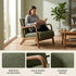 Modern Green Fabric Accent, Walnut Wood Frame - FLETCHER WOOD GREEN