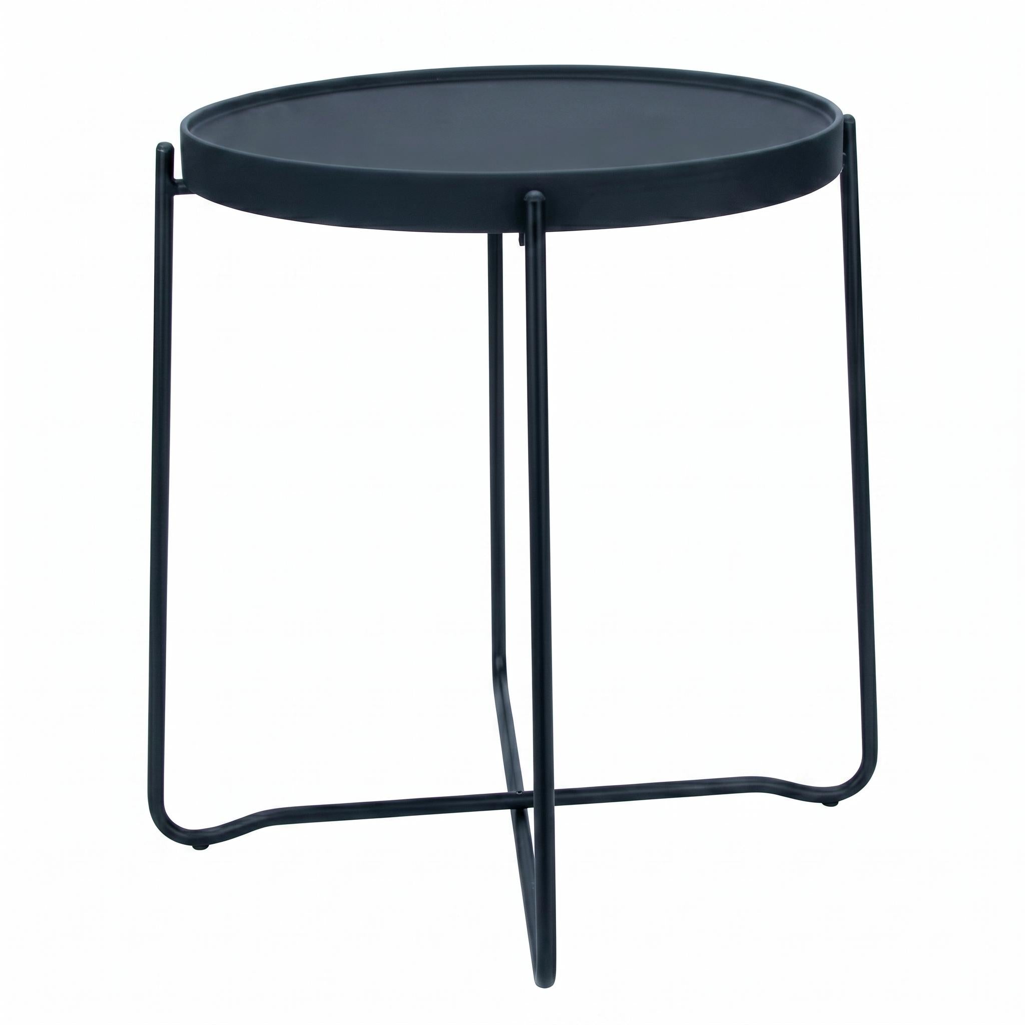 Modern Black Accent Table, Plastic Top & Metal Legs - FLINT PLASTIC BK
