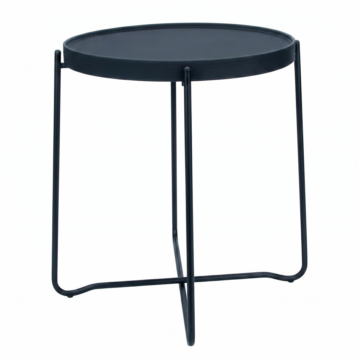 Modern Black Accent Table, Plastic Top & Metal Legs - FLINT PLASTIC BK