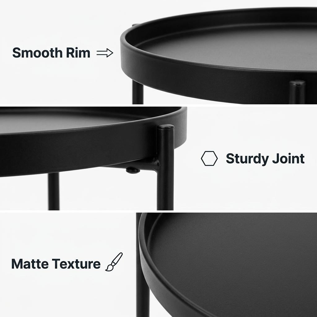 Modern Black Accent Table, Plastic Top & Metal Legs - FLINT PLASTIC BK