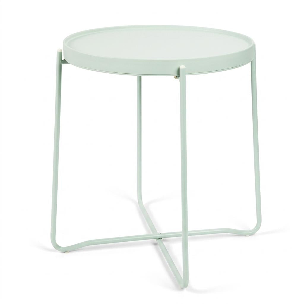 Modern Accent Table, Plastic Top & Metal Legs - FLINT PLASTIC LGR