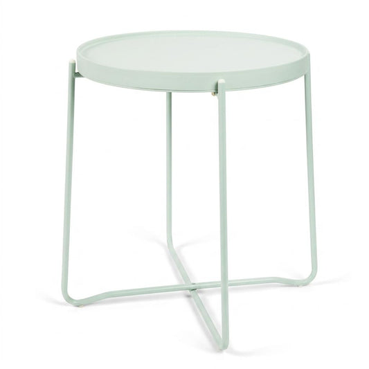 Modern Accent Table, Plastic Top & Metal Legs - FLINT PLASTIC LGR