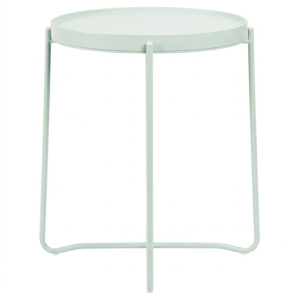 Modern Accent Table, Plastic Top & Metal Legs - FLINT PLASTIC LGR