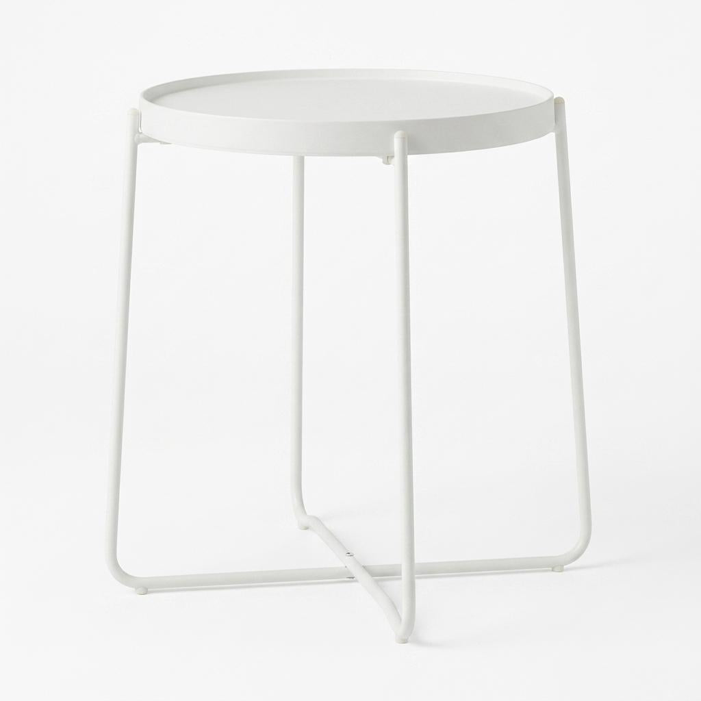 Modern Minimalist Plastic Table, Steel Legs - FLINT PLASTIC WH